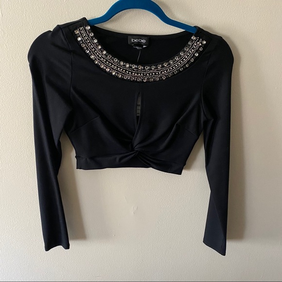 bebe Tops - bebe Long Sleeve Crop Top